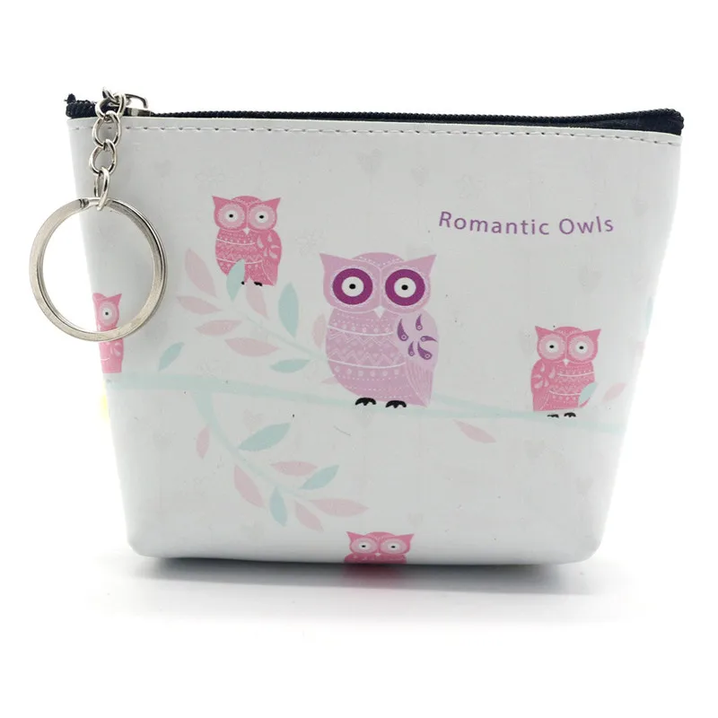 Новинка милые кошельки из искусственной кожи с рисунком совы на молнии нулевой