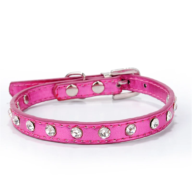 Кожаный ошейник для собаки алмаз кошка искусственная кожа поводок собак 1 строк