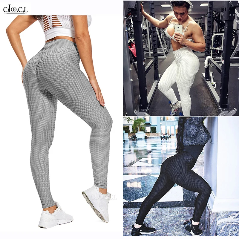 

CLOOCL Fashion Leggings Fitness Leggings Jacquard Sports Leggings PUSH UP Female Running High Waist Yoga Tight Pants