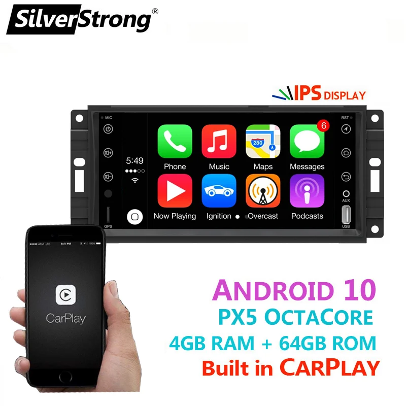 Беспроводной CarPlay авто стерео для Jeep Wrangler/Grand Cherokee/Compass/Commander Dodge зарядное