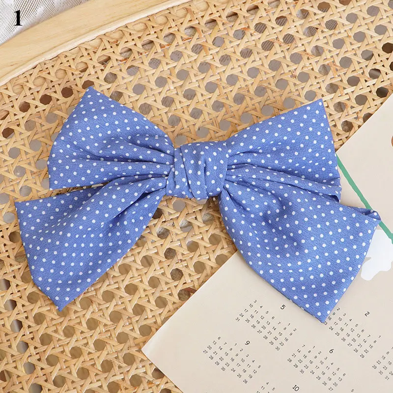 

Blue Series Bow Hair Clip Two Layer Butterfly Hairpins Women Hair Accessories Floral Knotted Side Clip Sweet Headwear Barrette
