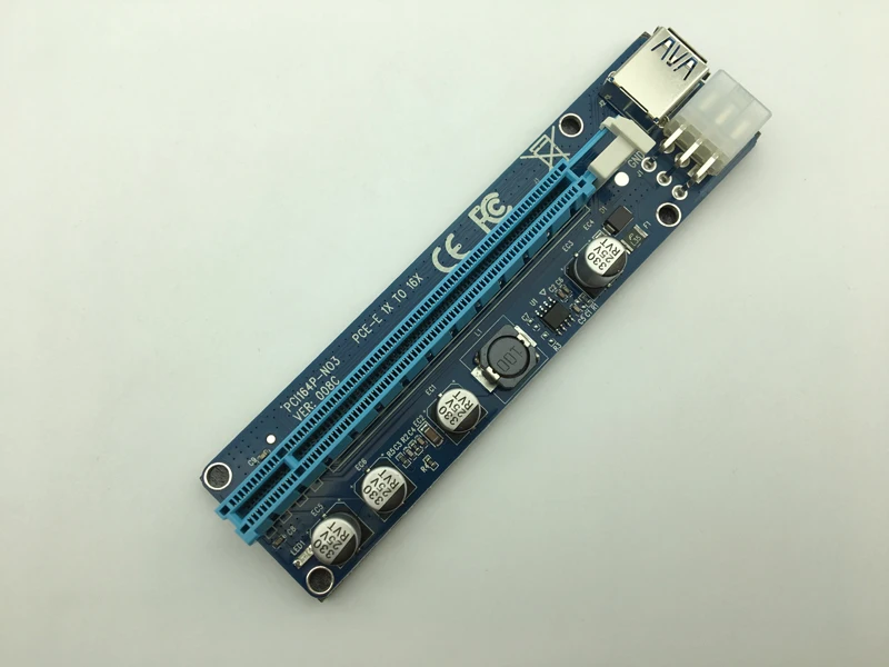 Riser 008C PCI-Express 1X до 16X PCI-E расширитель Card 60 см USB 3 0 кабель SATA 15Pin 6Pin мощность для BTC