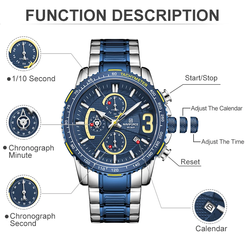 

New Watches For Men Waterproof Quartz Watch Top Brand Mens Stainless Steel Sports Clock Chronograph Relogio Masculino
