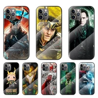 marvel loki thor for apple iphone 12 11 8 7 6 6s xs xr se x 2020 pro max mini plus tempered glass cover phone case