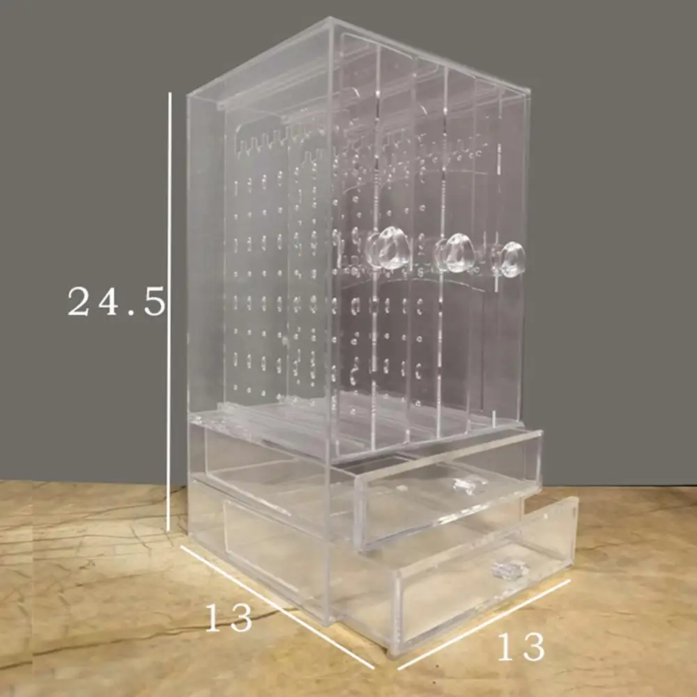 

Plastic Jewelry Organizer Dust-proof Earrings Holder Jewelry Storage Drawer Box Necklace Display Stand Jewelry Storage Rack Ring