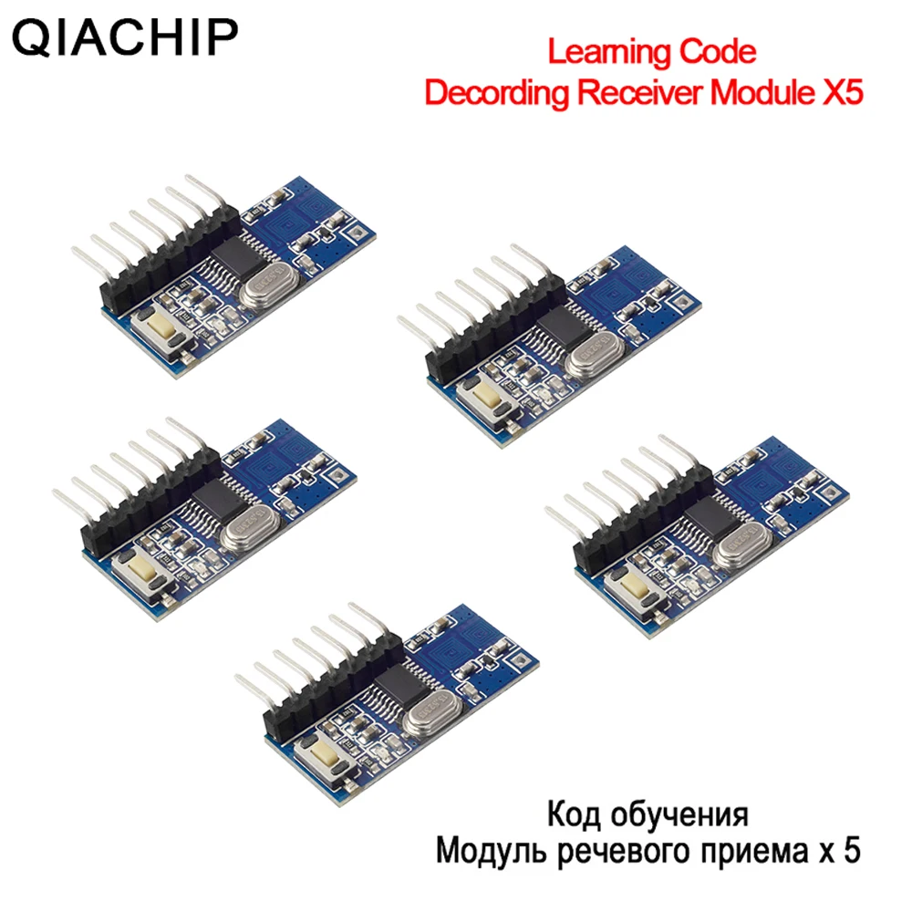 Купи QIACHIP 5Pcs 433Mhz Wireless Remote Control Switch 4CH RF Relay EV1527 Encoding Learning Module For Light Relay Receiver Diy Kit за 296 рублей в магазине AliExpress