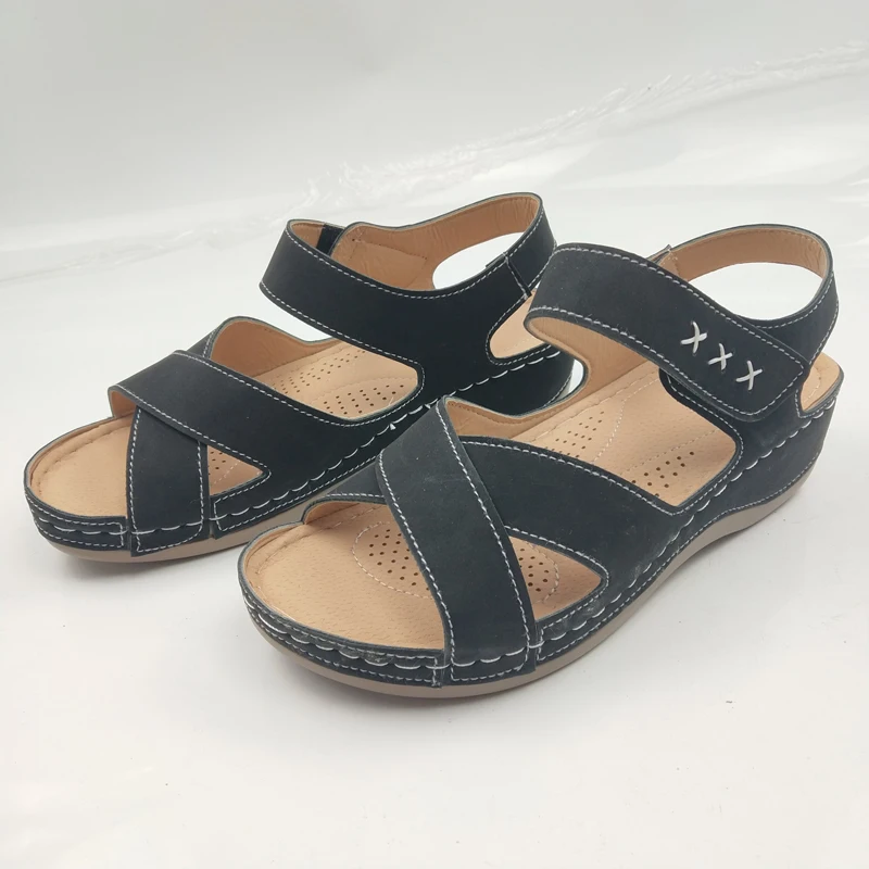 Женские летние мягкие босоножки на высоком каблуке в римском стиле Босоножки