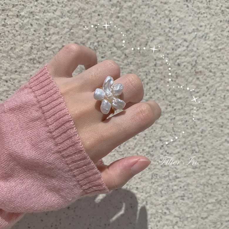 Женское Открытое кольцо с пресноводным жемчугом простое металлическое в