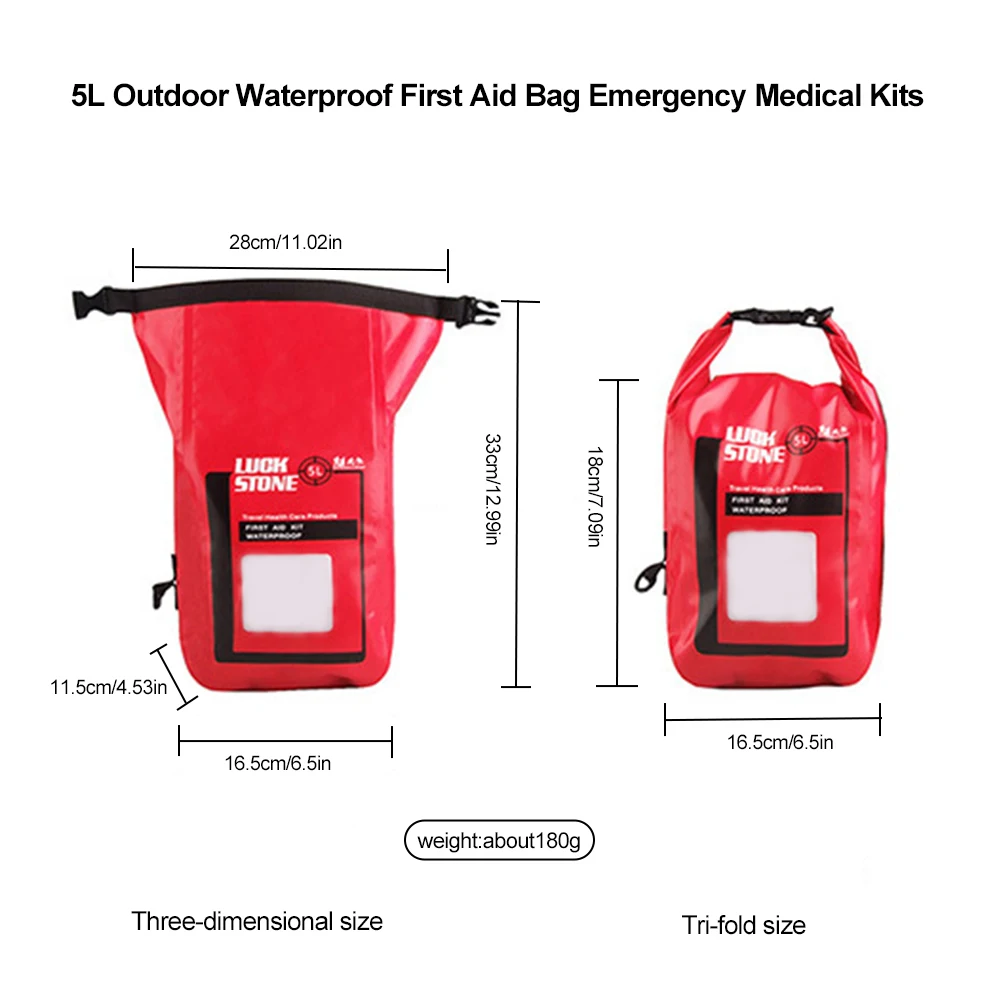 

5L Outdoor Waterproof First Aid Bag Emergency Medical Kits Travel Camping Hiking Fishing Survival Dry Bag Drugs Storage Case Red