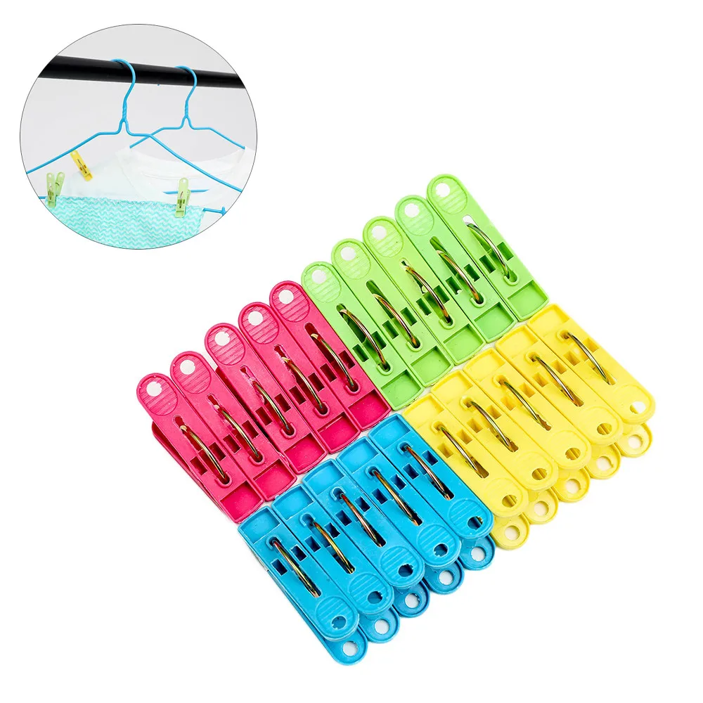 

Lovely New 20Pcs/Lot Laundry Clothes Pins Color Hanging Pegs Clips Heavy Duty Clothes Pegs Plastic Hangers Racks Clothespins