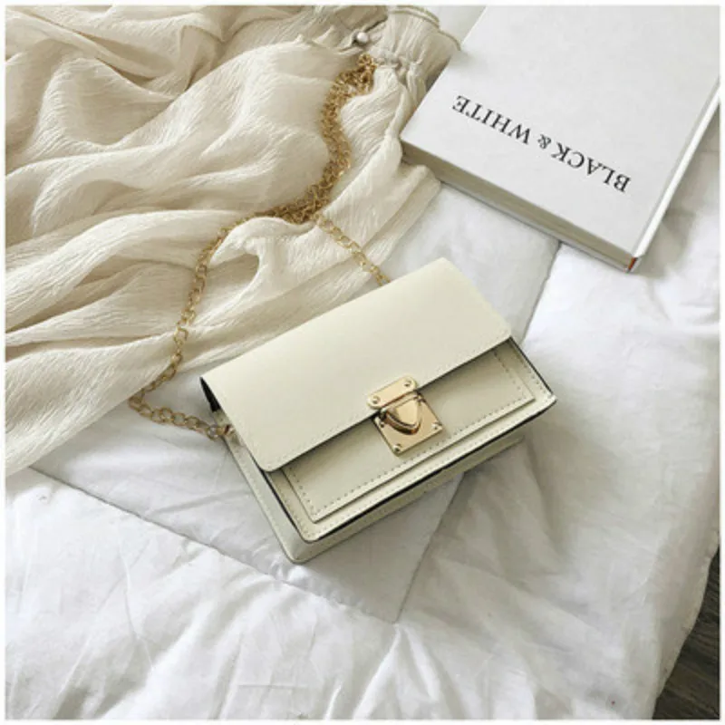 

Сумка кросс-боди Женская с цепочкой, модная маленькая квадратная сумочка из искусственной кожи, однотонная универсальная клатч на плечо