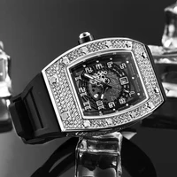 unique arab mens watches top brand luxury automatic date black rubber watch men quartz wristwatches luminous diamond male clock