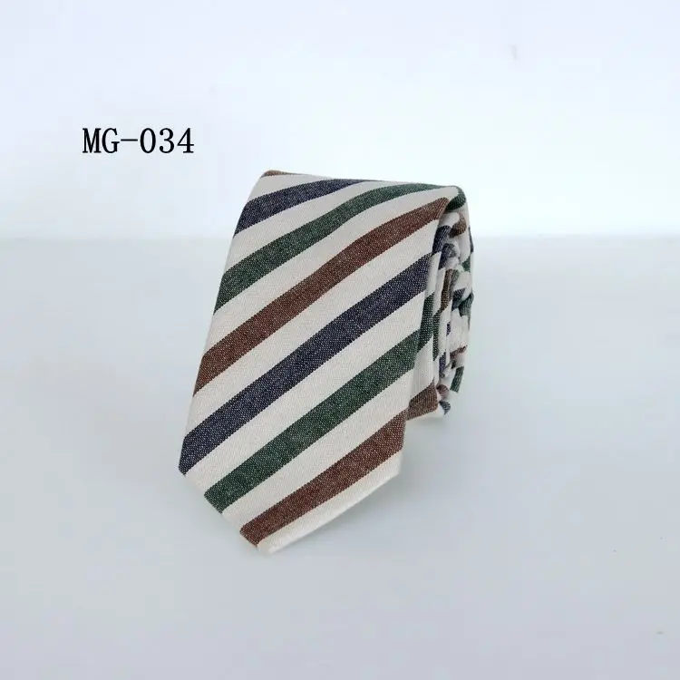 

6cm Mens Cotton Tie Striped Narrow Ties for Men's Wedding Dress Female Skinny Necktie Gravatas Para Homens Custom Logo