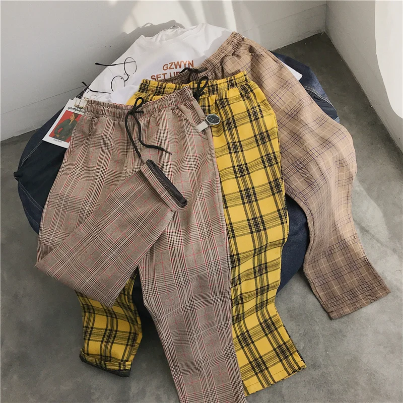 

Privathinker Men Women Korean Black Plaid Casual Pants 2021 Mens Streetwear Harem Pants Male Checkered Trousers Plus Size