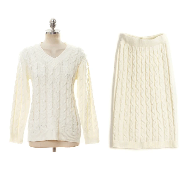 2019 осенне зимние женские теплые костюмы из 2 предметов с юбкой Новый Модный