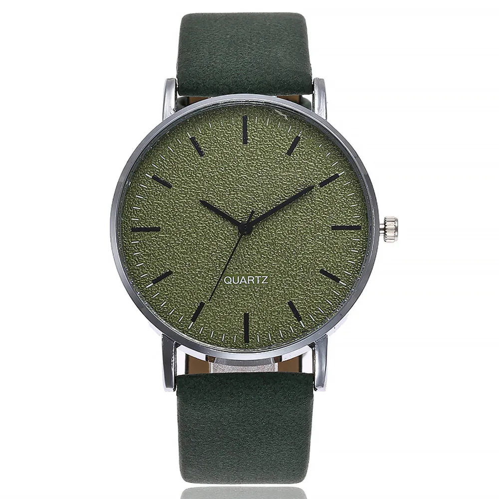 Часы мужские кварцевые с кожаным ремешком зеленые повседневные 2020 | Наручные