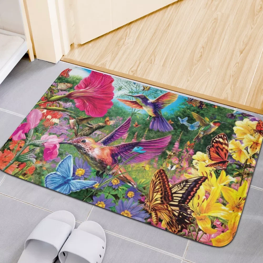 Входной коврик с принтом Колибри бабочки цветов Комнатные напольные коврики