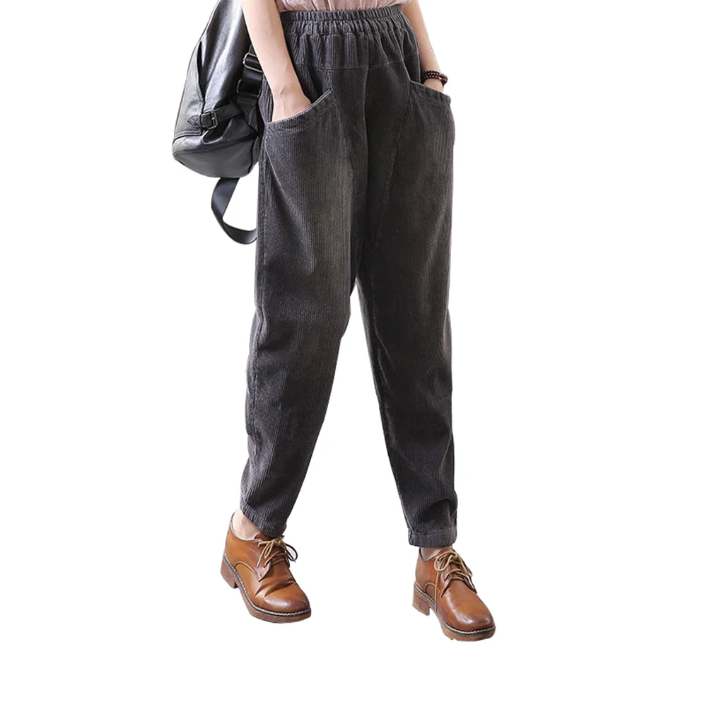 Женские брюки Новое поступление зимние свободные вельветовые шаровары с