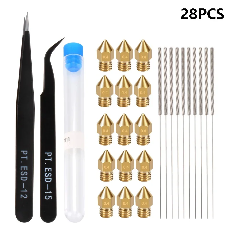

MEGA MK8 Nozzles Cleaning Kit DIY Esd-15/12 Tweezers 3D Printer Part Stainless Steel Cleaning Needle 0.4mm 1.75mm