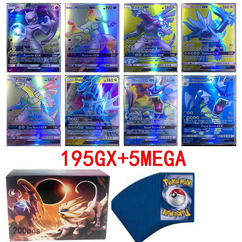 

200PCS TAKARA TOMY Pokemon Tag Team Mega GX Shining Cards Box Playing Game Card Battle Trading Kaarten Carte Kids Toy Gifts