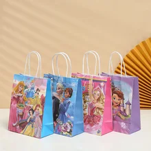 6pcs/lot Disney Frozen Princess Girls Birthday Party Decorations Candy Gift Bag Paper Cartoon Aisha Anna candy gift bag Supplies