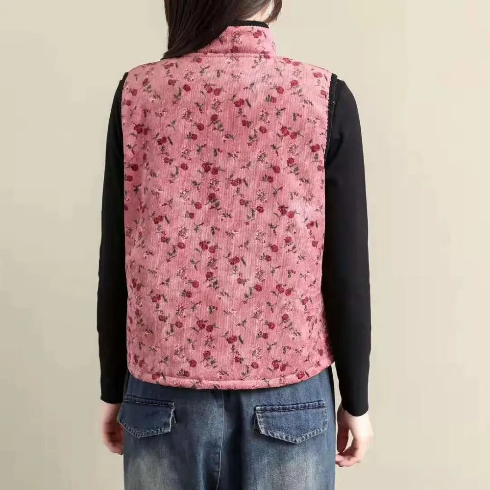 Литературный ретро зима новый стенд воротник swashplate пряжки цветочный плюс бархат