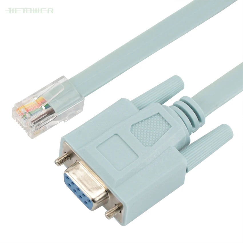 

50pcs/lot Blue 1.8m Db 9pin Rs232 Serial To Rj45 Cat5 Ethernet Adapter Lan Console Cable 9-pin Rs232 Female To Rj45 Female