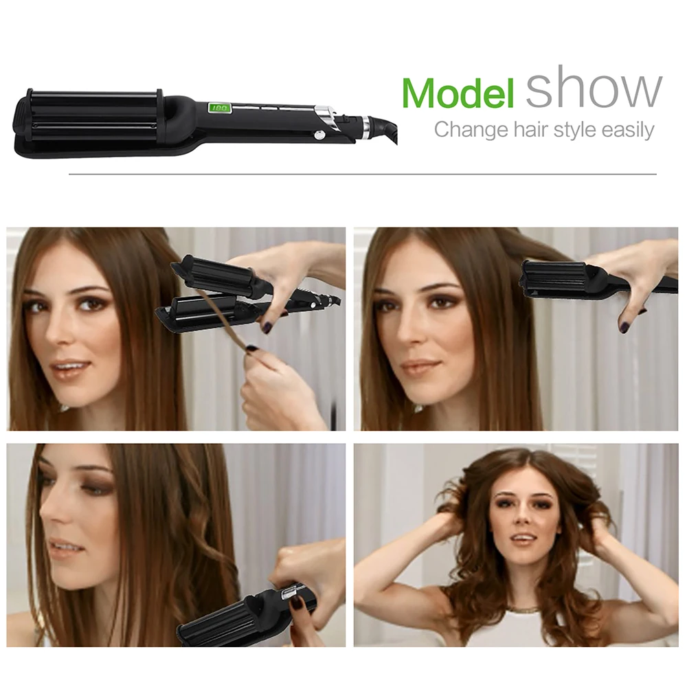 

Hair Curlers Triple Barrel Curling Iron Auto Electric Hair Wand Curling Waver Corrugated Irons Tongs Ceramic Hair Curler Crimper