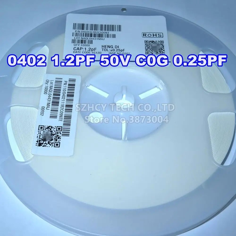 

10000 шт. 0402 пФ 50 в C0G ПФ 0402CG1R2C500NT Новый и оригинальный