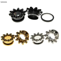 leosoxs stainless steel skull screw plug flesh tunnel ear gauge expander 6 25mm body piercing jewelry new