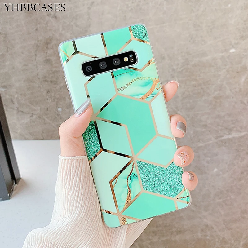 Модный чехол YHBBCASES с геометрическим покрытием и мраморным рисунком для Samsung Galaxy S8