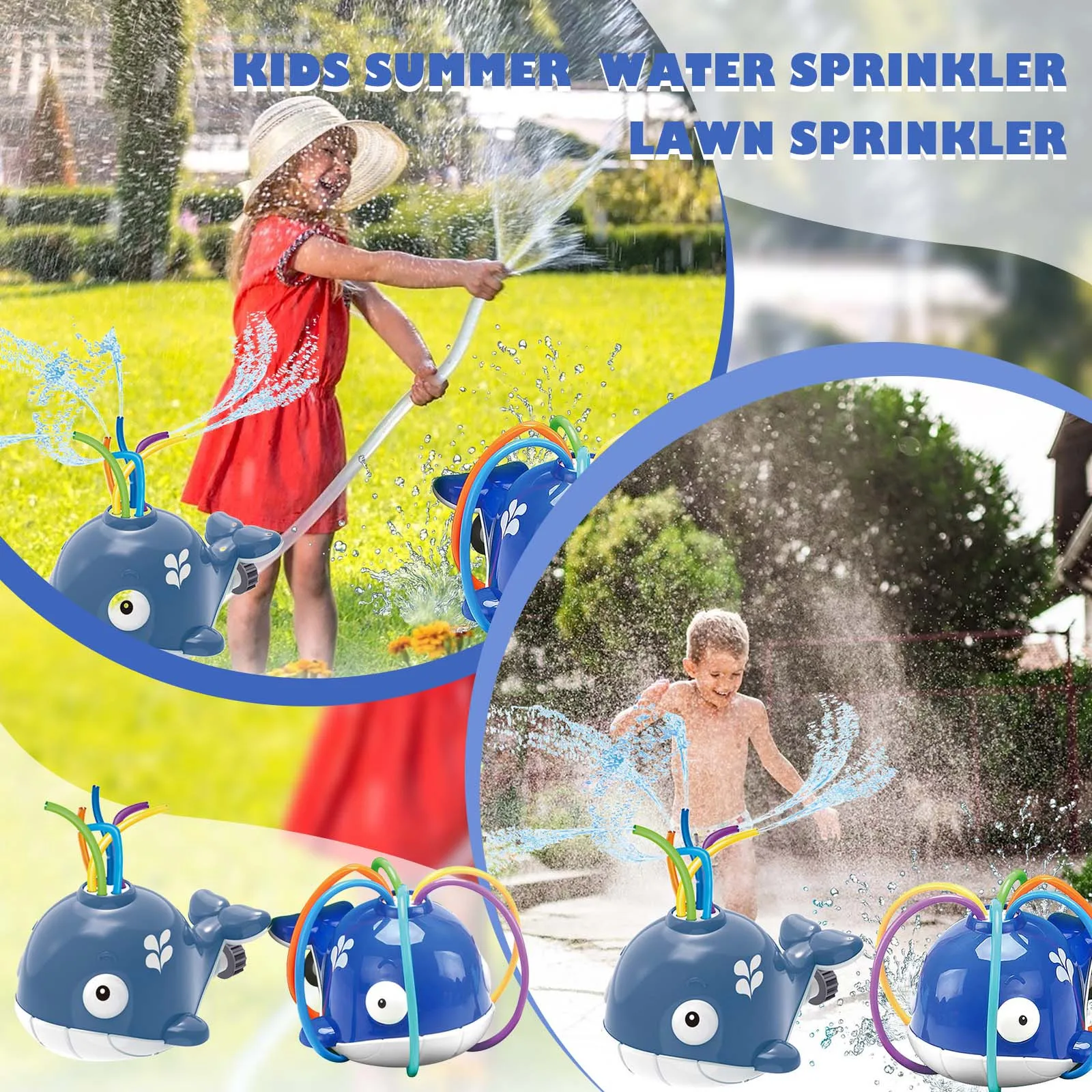 

2PCs Splash Whale Yard Water Sprinkler Lawn Sprinkler For Kids Summer Garden Outdoor Water Gun Water Gun Pistola De Agua Toy Gun
