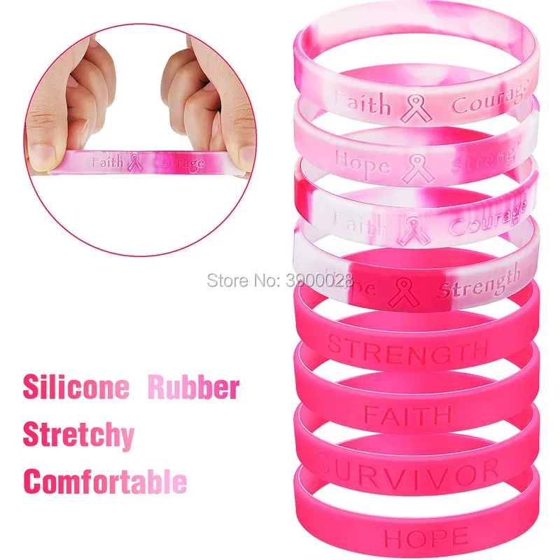 300 шт. силиконовые браслеты для защиты от рака груди