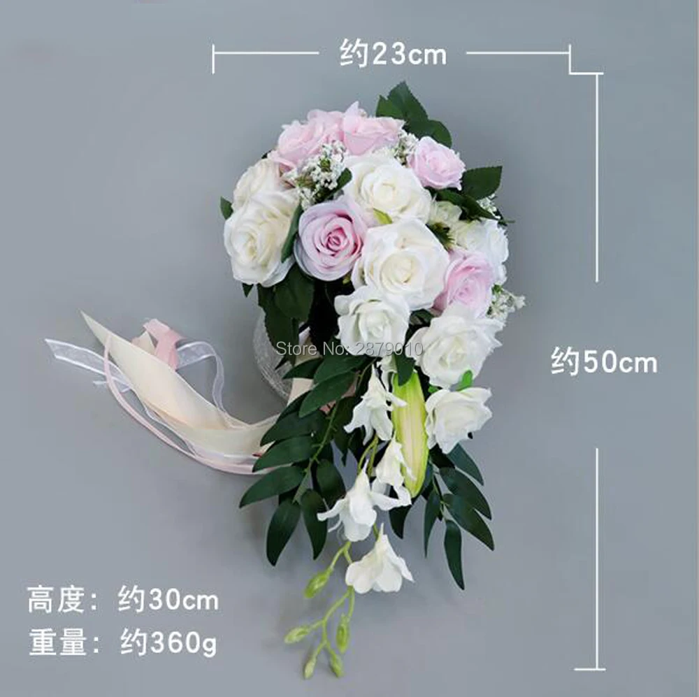 Wedding Bride Water Droplet Holding Flowers European Holiday White Simulation Of The Rose Bouquet Hand Realistic Multicolor |