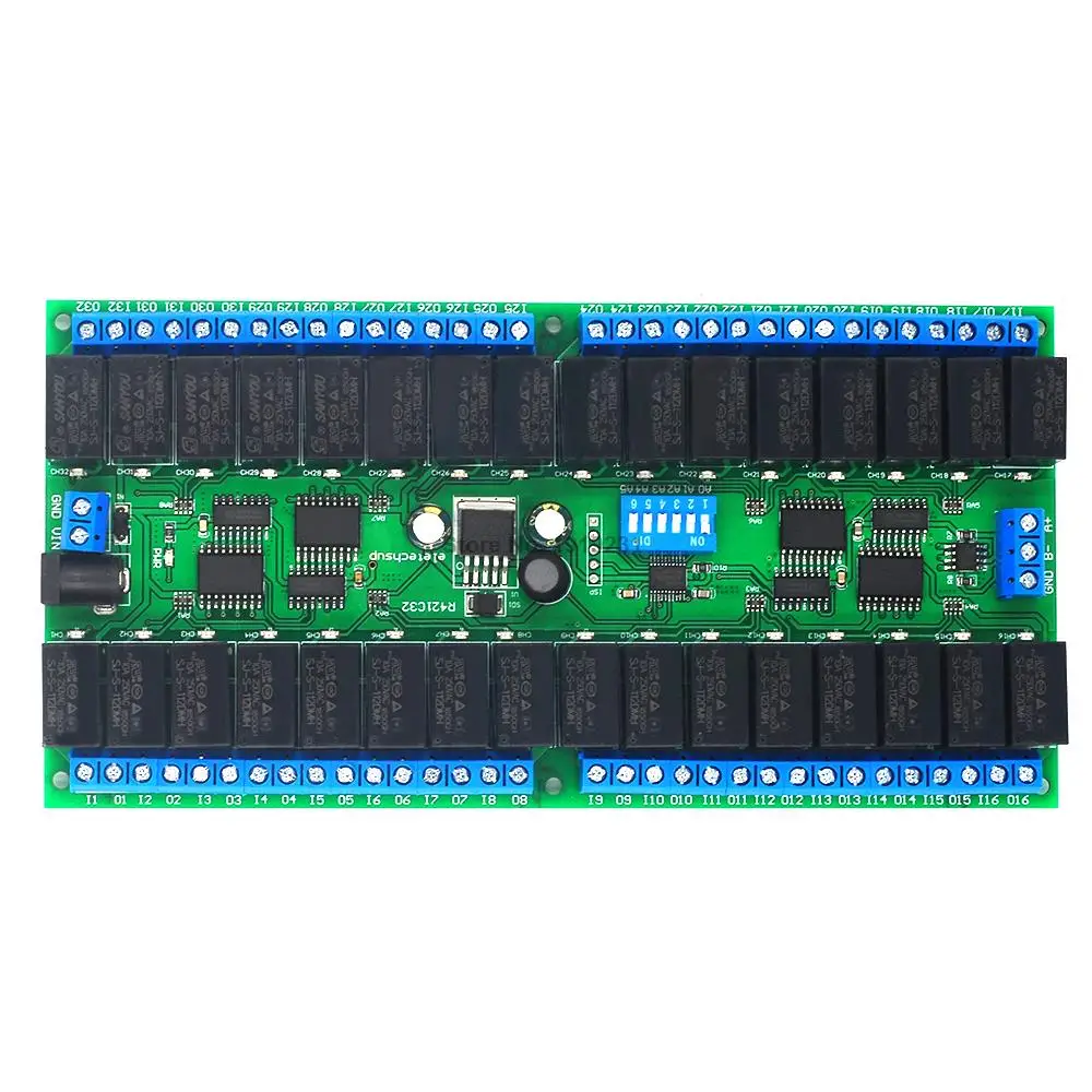 12В 32 канальное реле RS485 протокол Modbus RTU последовательный пульт дистанционного