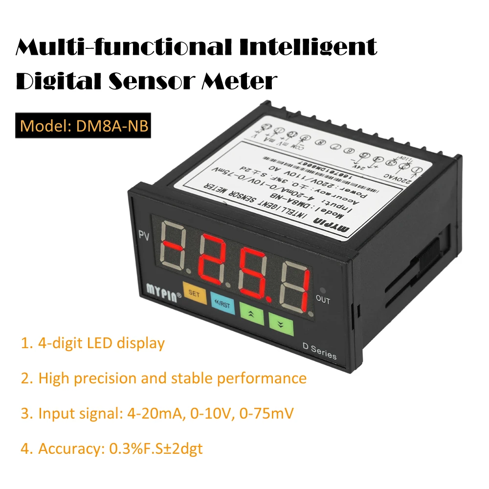 

New Digital Sensor Meter Multi-functional Intelligent LED Display 0-75mV/4-20mA/0-10V Input