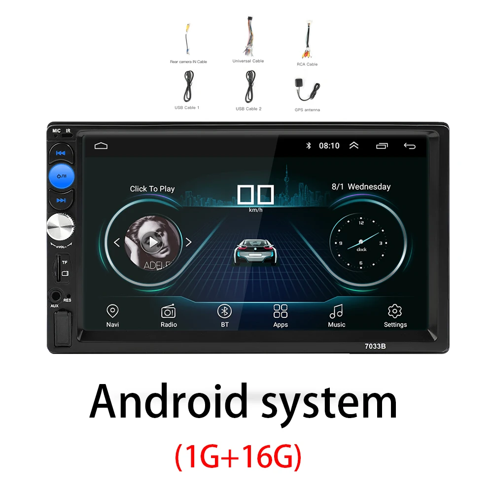 Android radio 2 Din автомагнитола Android 8,0 универсальный gps навигация Bluetooth Сенсорный экран Wifi автомобильный аудио стерео FM USB автомобильный мультимедийный MP5 - Цвет: Android radio