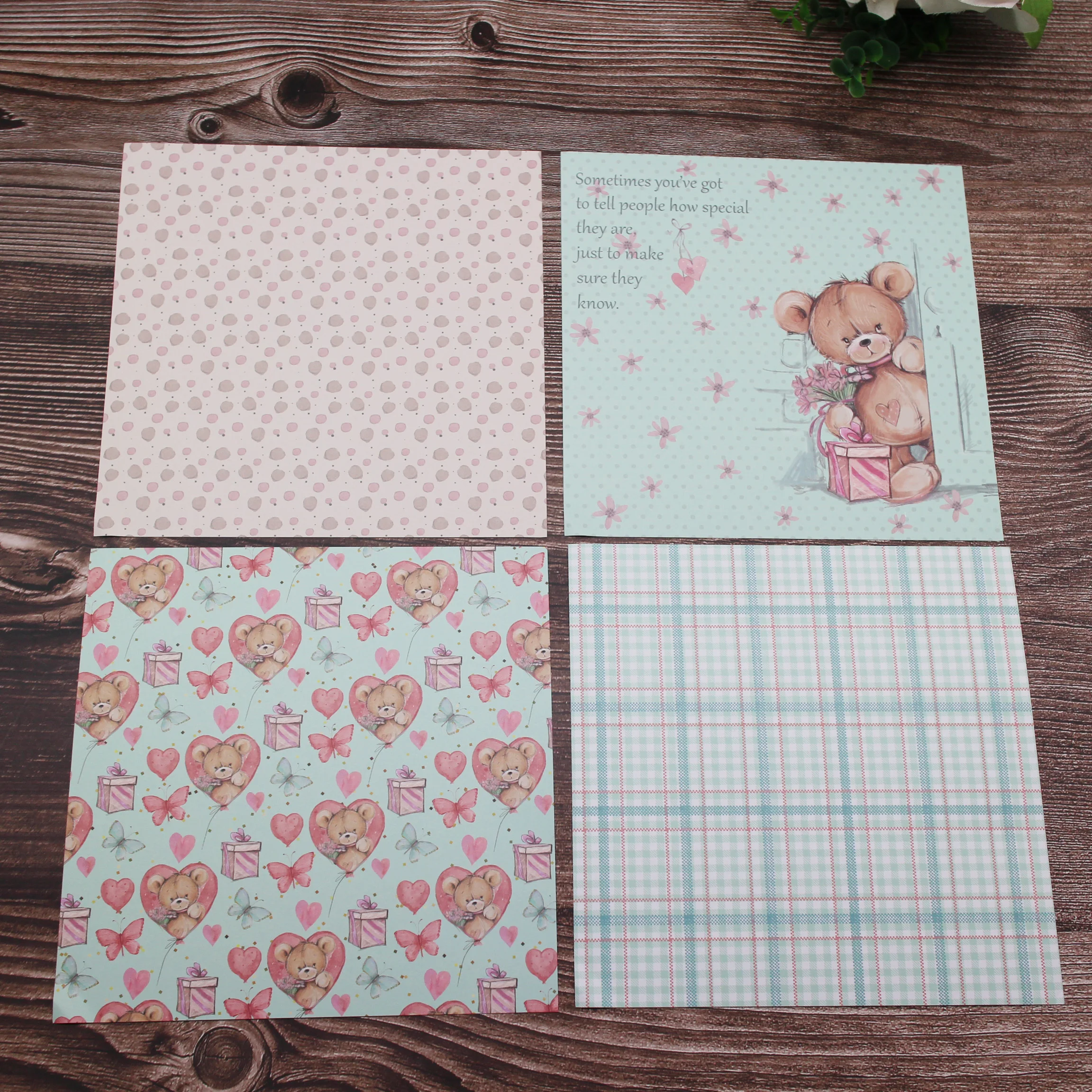 6x6 дюймов маленький медвежонок любовь Бабочка односторонний узор бумага оригами