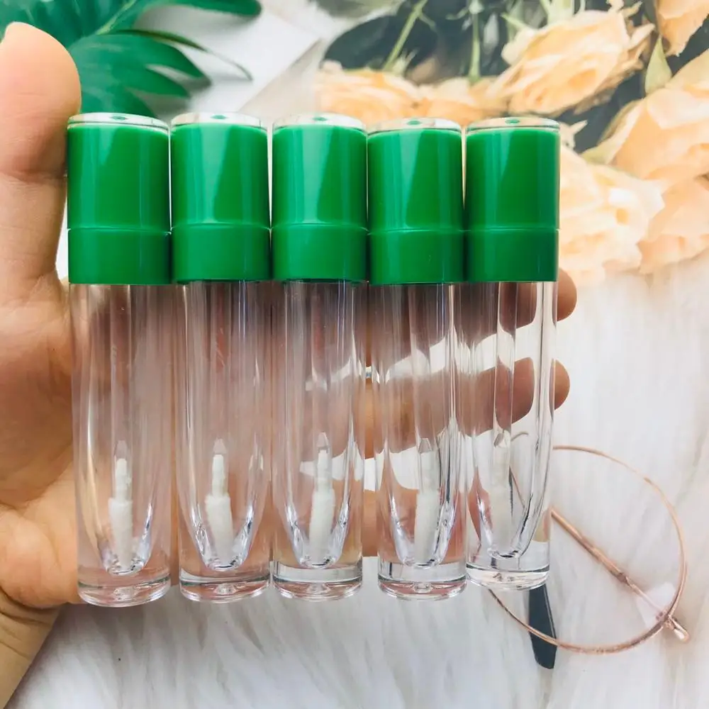 

10/50pcs 8ml Lip gloss Tube with clear wand,Clear Empty lip balm tubes,Green cap,DIY Lipstick Makeup Cosmetics packing container