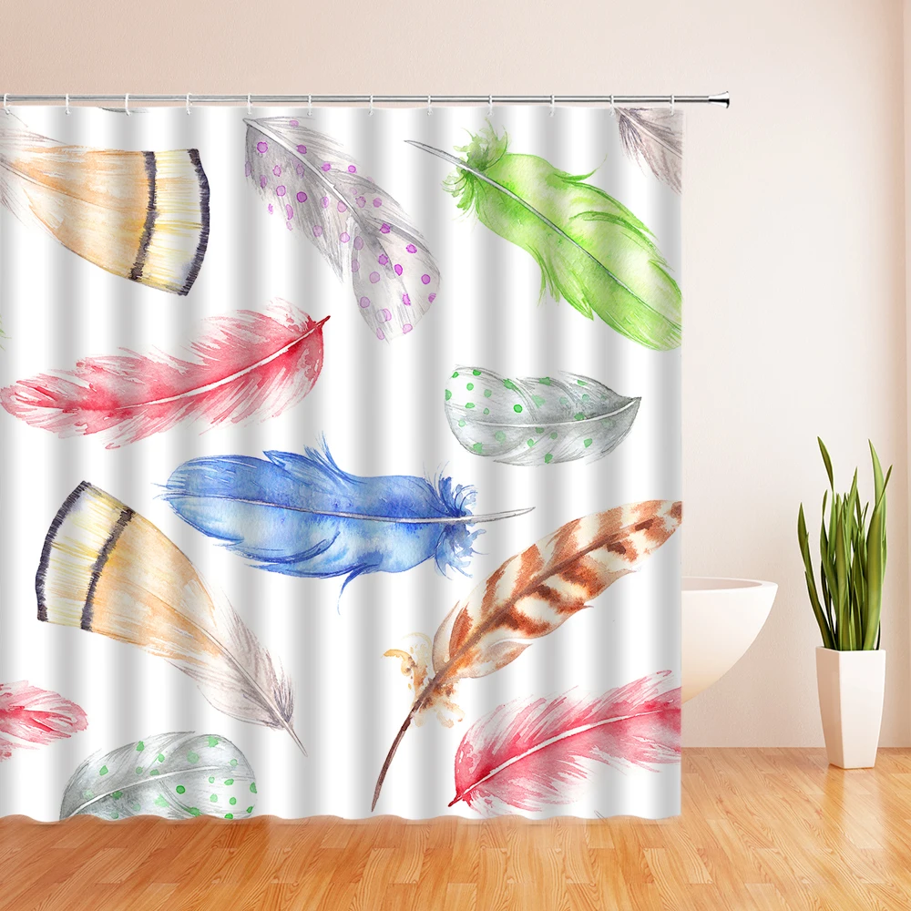 Цветная Водонепроницаемая занавеска из полиэстера с перьями набор занавесок для