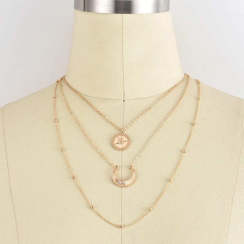 Модное многослойное женское ожерелье ALYXUY с подвеской в виде Солнца и Луны