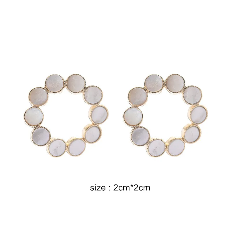 

Baroque Shell Stud Earrings For Women Gold Color Circle Earring Small Pendientes Korean Earrings Fashion Wedding Jewelry