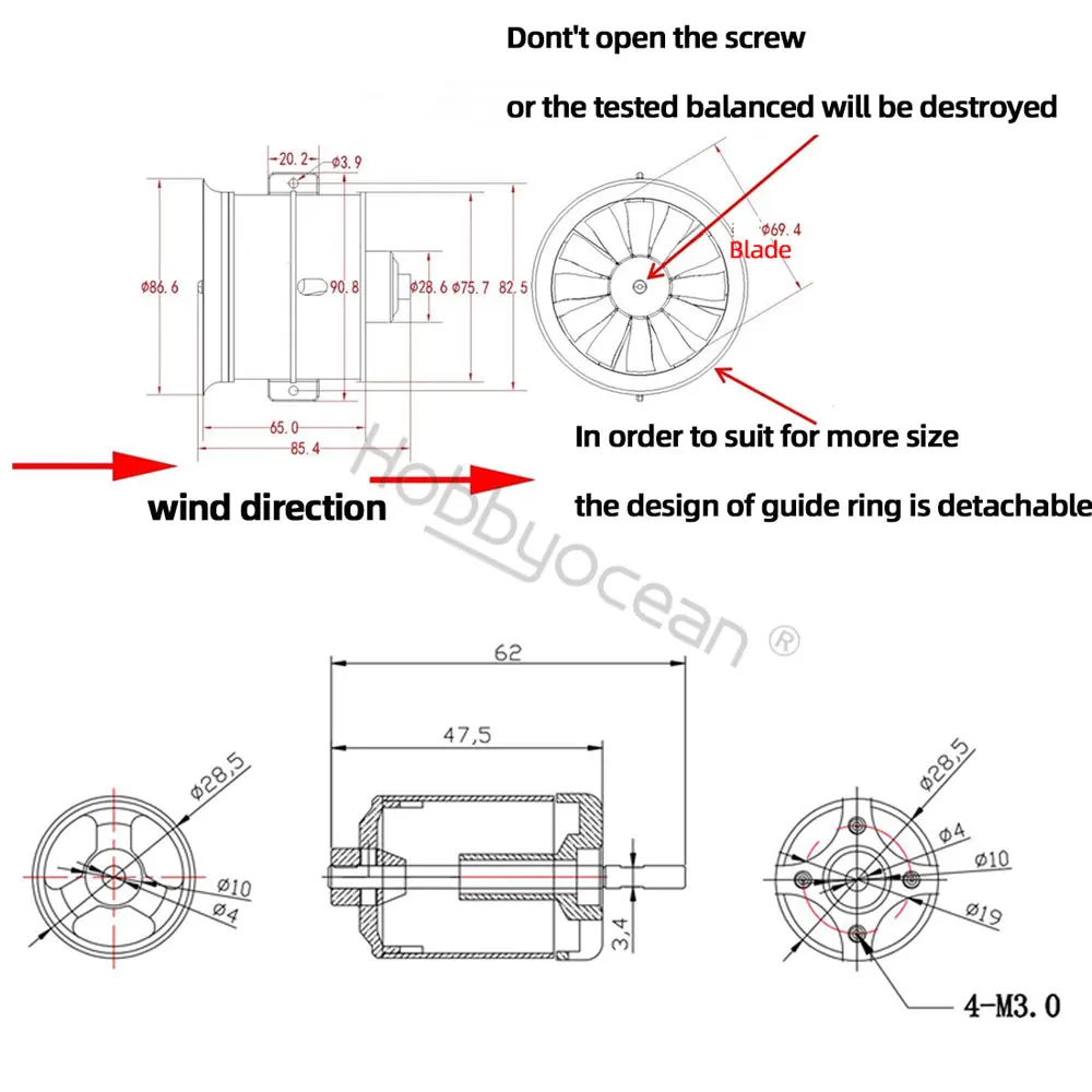 hobbyocean 50 мм 64 мм 70 мм 90 мм 1112 лезвий edf само