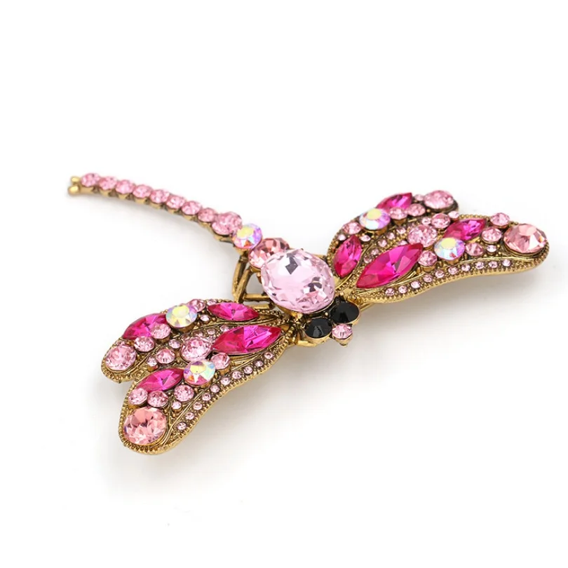 Винтажная брошь в виде стрекозы для женщин булавка с кристаллами модных