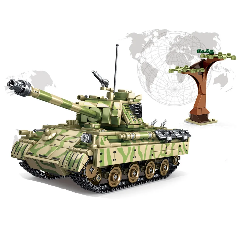 

2021 World War 2 WW2 Army Military Soldier City Police SWAT Panzerkampfwagen V Panther Tank Building Blocks Bricks Kids Toys