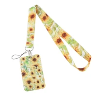 1pc zf2207 sunflower you are my sunshine creative lanyard card holder student hanging neck mobile phone lanyard
