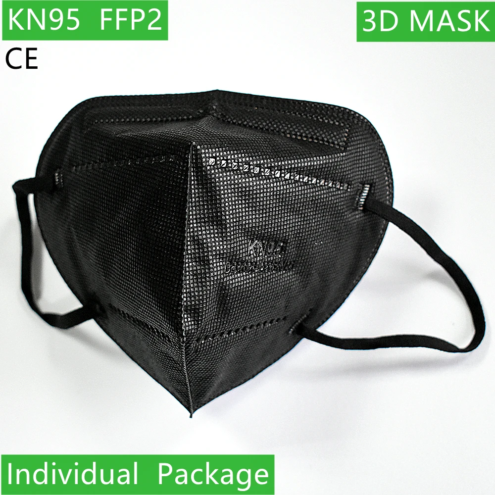 Черная маска для лица KN95 маска лица KN95 FFP2 маски нетканые Тканевые маски 5 фильтрующие слои 3D защитный Mascherine