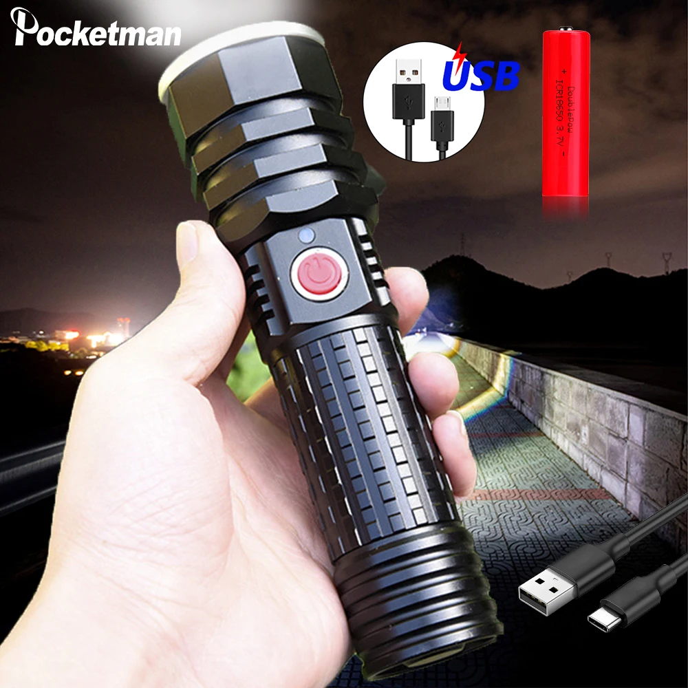 Яркий светодиодный светильник-вспышка Перезаряжаемый USB флэш-светильник фонарь