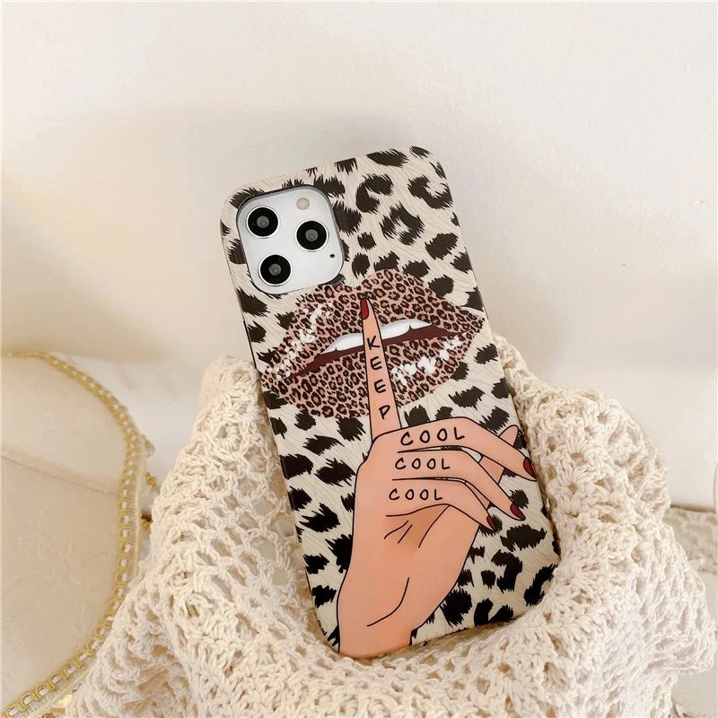 

Leopard Pattern personality Interesting Mobile phone case for iPhone 11 12 mini pro MAX 7 8 plus XS XR ultrathin Drop proof case