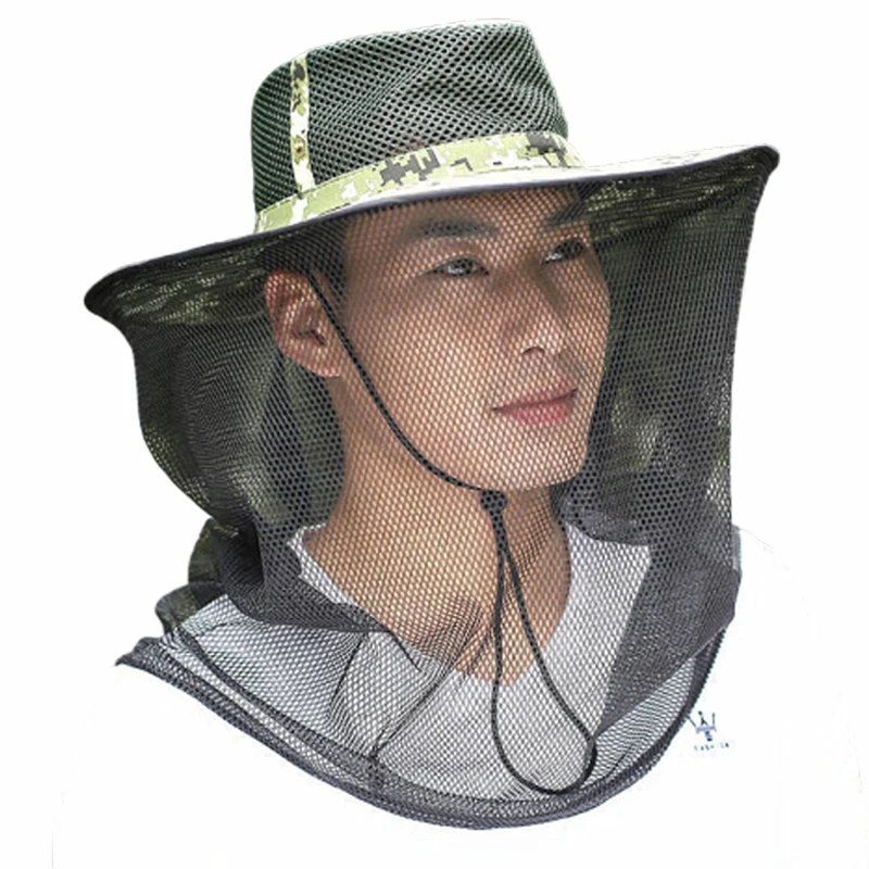 

Camouflage Men's Fishing Cap Wide Brim Sun Hat Hunting Bee Hat Keeping Mesh Hat Insects Mosquito Prevention Neck Head Cover Hat